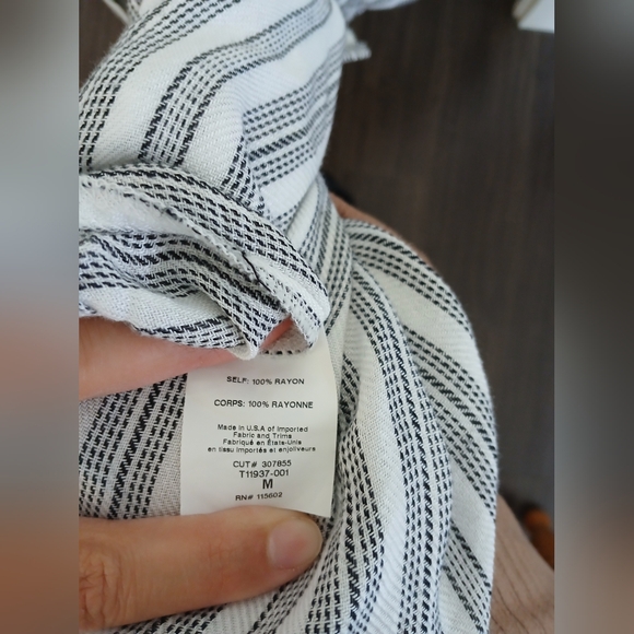 Short Sleeve Striped Button Down Blouse - Picture 2 of 4